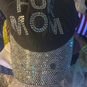 Black and Silver Rhinestone Cap